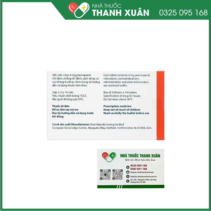 Fycompa 4mg điều trị bổ trợ cơn động kinh